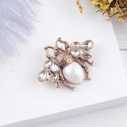 Bee Pearl Rhinestone Brooch