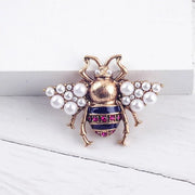 Bee Pearl Rhinestone Brooch