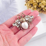 Bee Pearl Rhinestone Brooch