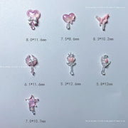 50pcs 3D Resin Nail Charms - Pink Glow Love Bow Knot Scepter