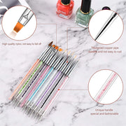 9-Piece Acrylic Gel Nail Art Brush Set: Home & Salon Kit