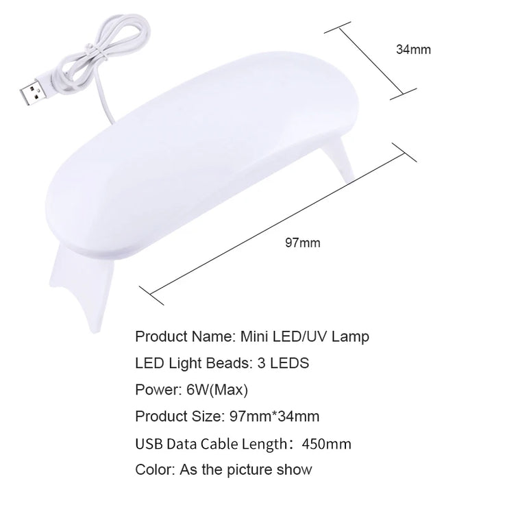 USB Rechargeable Nail Dryer: UV LED Light for Gel Polish