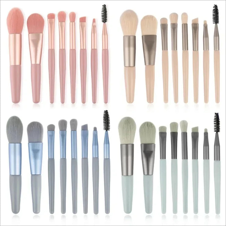 8-Piece New Makeup Brush Set: Powder, Concealer, Eye Shadow, Highlighter, Foundation