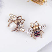 Bee Pearl Rhinestone Brooch